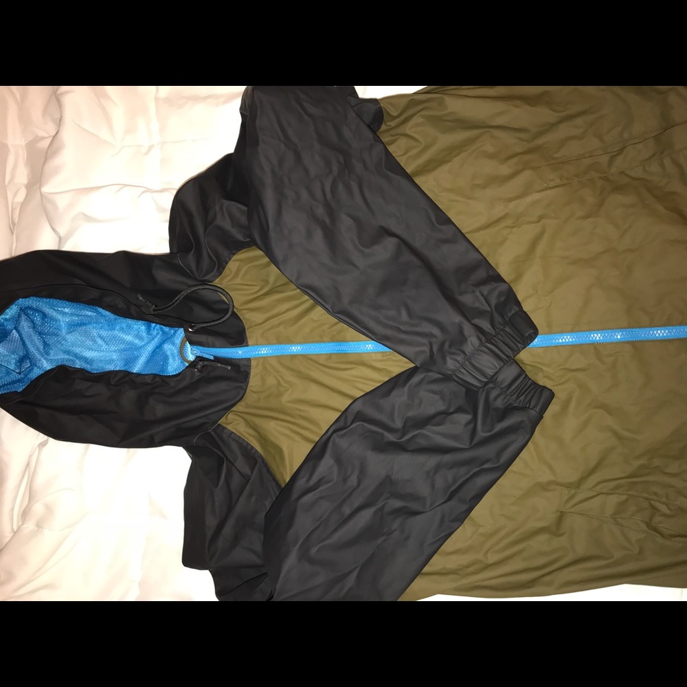 Olive green, rubber jacket
